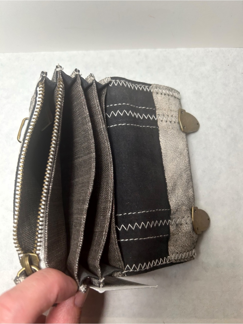 Schuler & Sons Philadelphia Distressed Lamb Leather Clutch for Anthropologie NWT - Picture 10 of 12